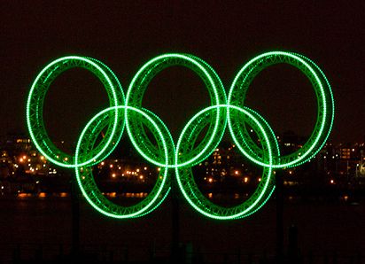 green olympic rings - paper packaging