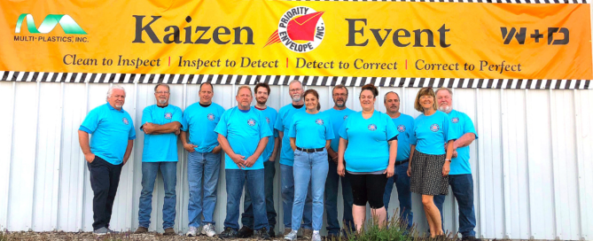 group of people at Kaizen Event at Priority Envelope Nevada, Iowa - business envelope size