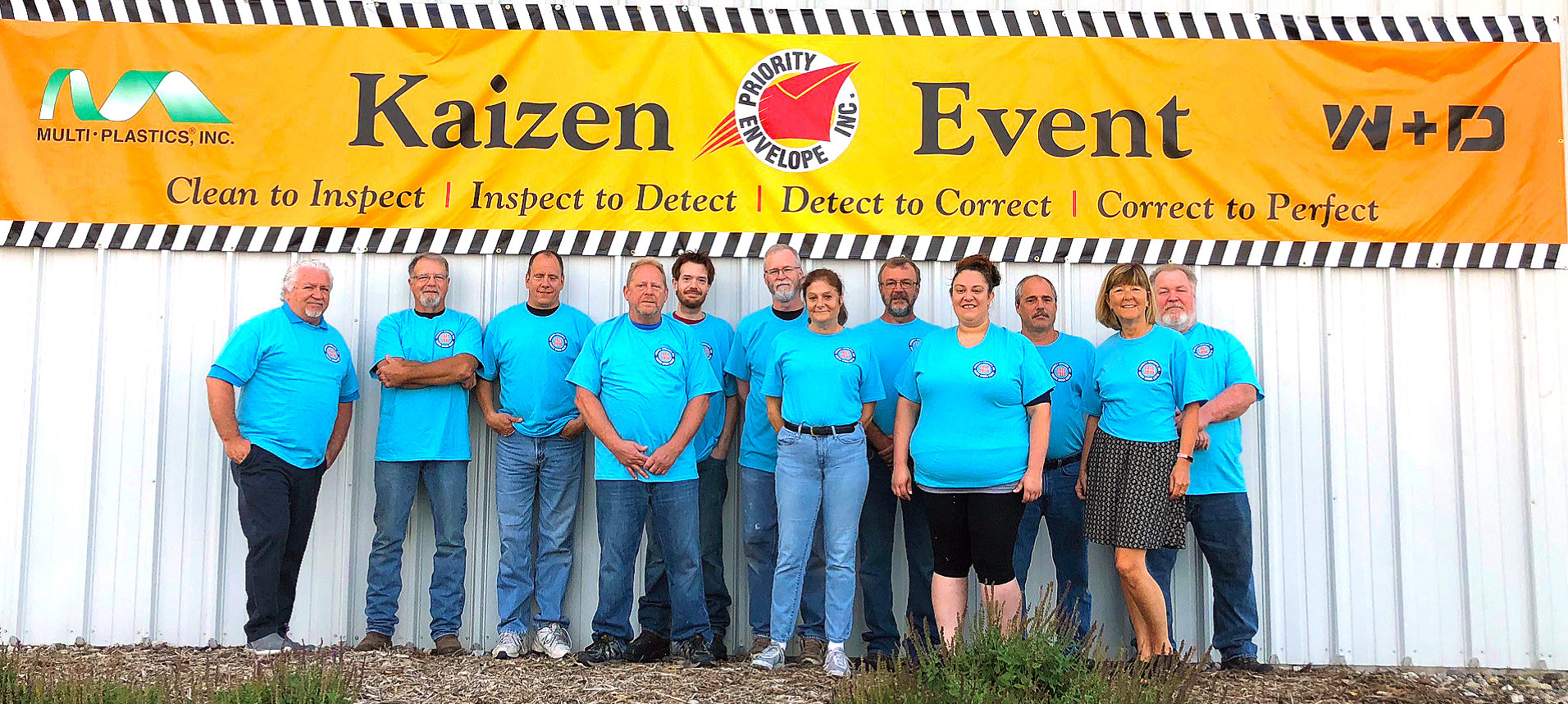 group of people at Kaizen Event at Priority Envelope Nevada, Iowa - business envelope size