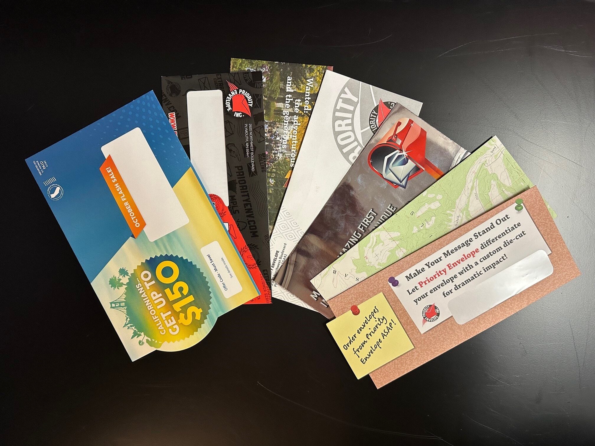 A bunch of decorative envelope examples - flexo printing